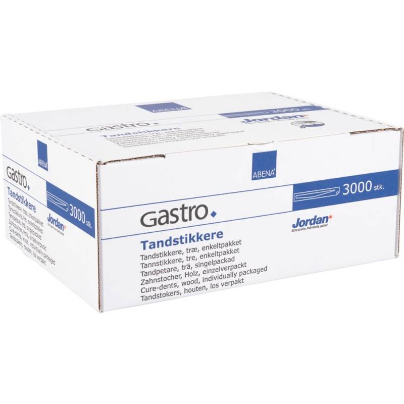 Tandstikker, ABENA Gastro, 5cm, tr&aelig;, enkeltpakket i plastik, trekantede