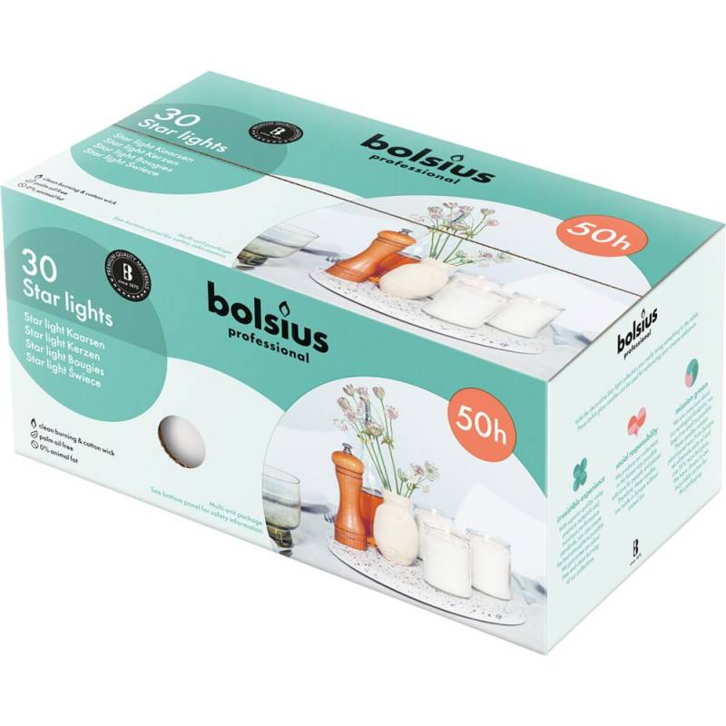 Refill, Bolsius Starlight, 8,2cm, &Oslash;7cm, hvid, 50 timer, glas/paraffin