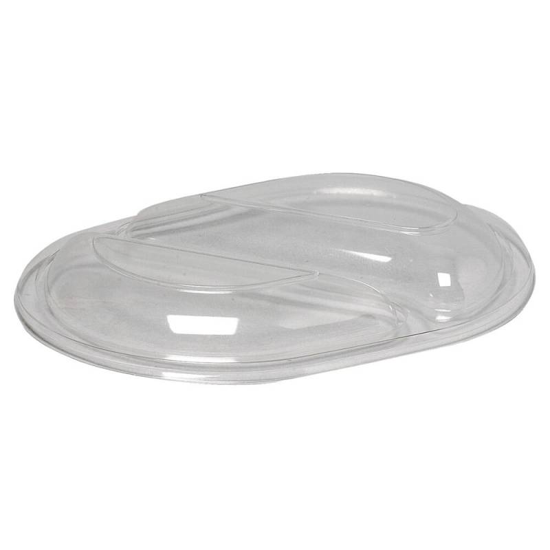 Snap-on l&aring;g, 23,8x17,6x3cm, klar, OPS/PS, oval, til 2-rums, antidug effekt
