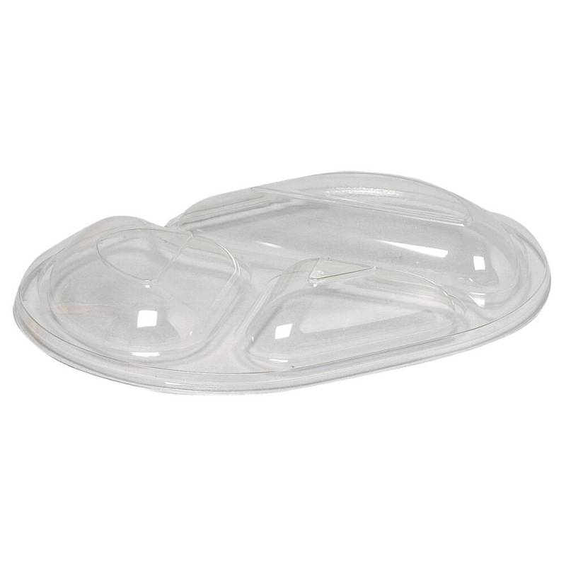 Snap-on l&aring;g, 23,8x17,6x3cm, klar, OPS/PS, oval, til 3-rums, antidug effekt