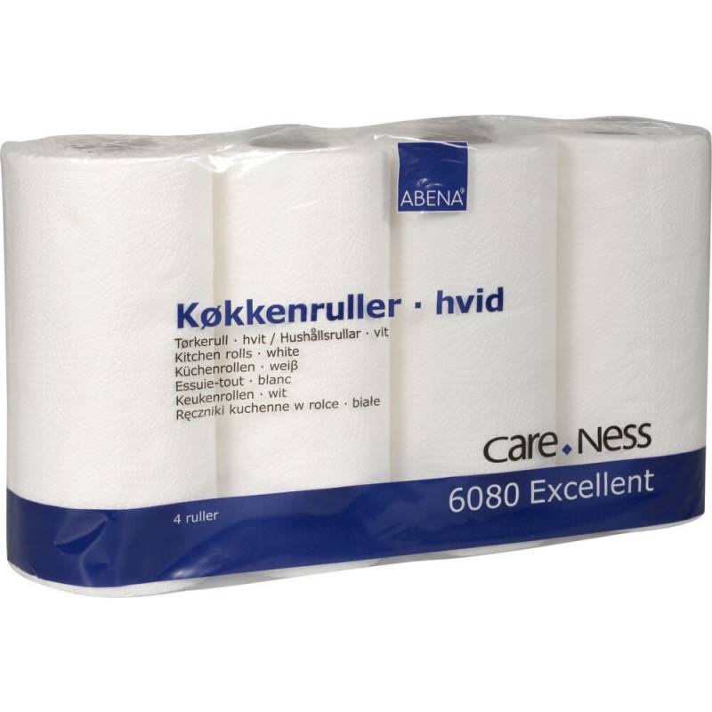 K&oslash;kkenrulle, ABENA Care-Ness Excellent, 2-lags, 17,8m x 22,5cm, &Oslash;11cm, hvid, nyfiber
