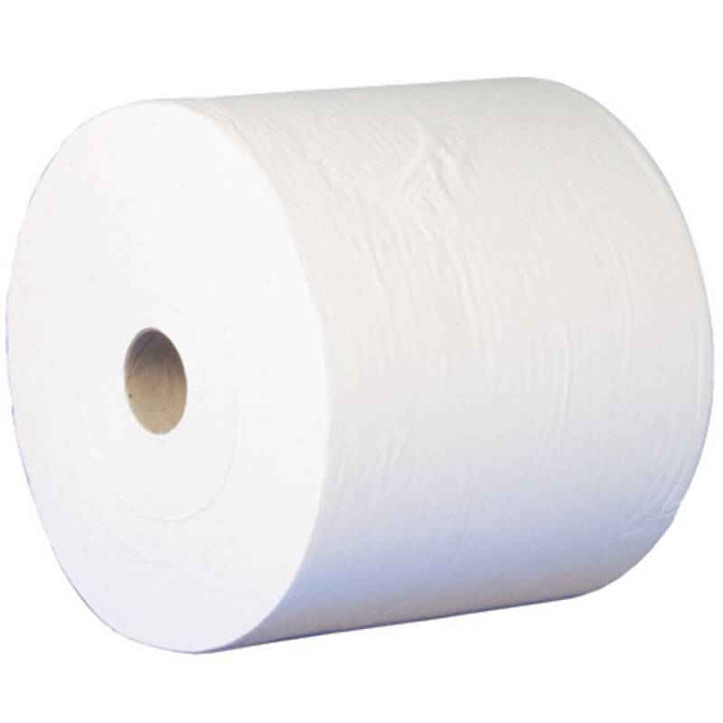 V&aelig;rkstedsrulle, neutral, 1-lags, 1200m x 33cm, &Oslash;33cm, hvid, nyfiber