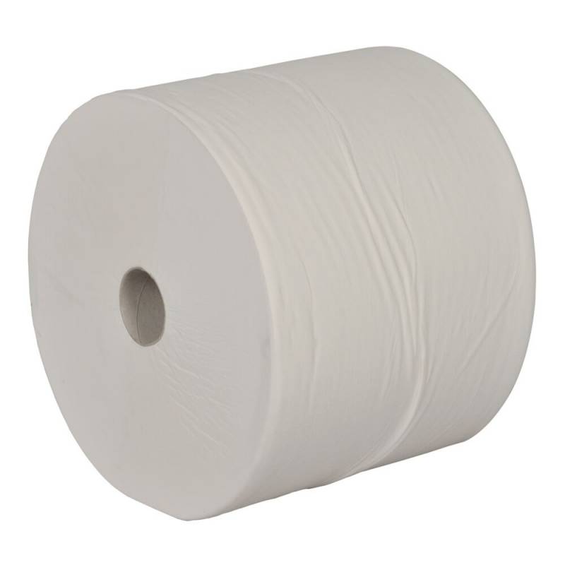 V&aelig;rkstedsrulle, neutral, 1-lags, 950m x 24cm, &Oslash;30cm, hvid, nyfiber