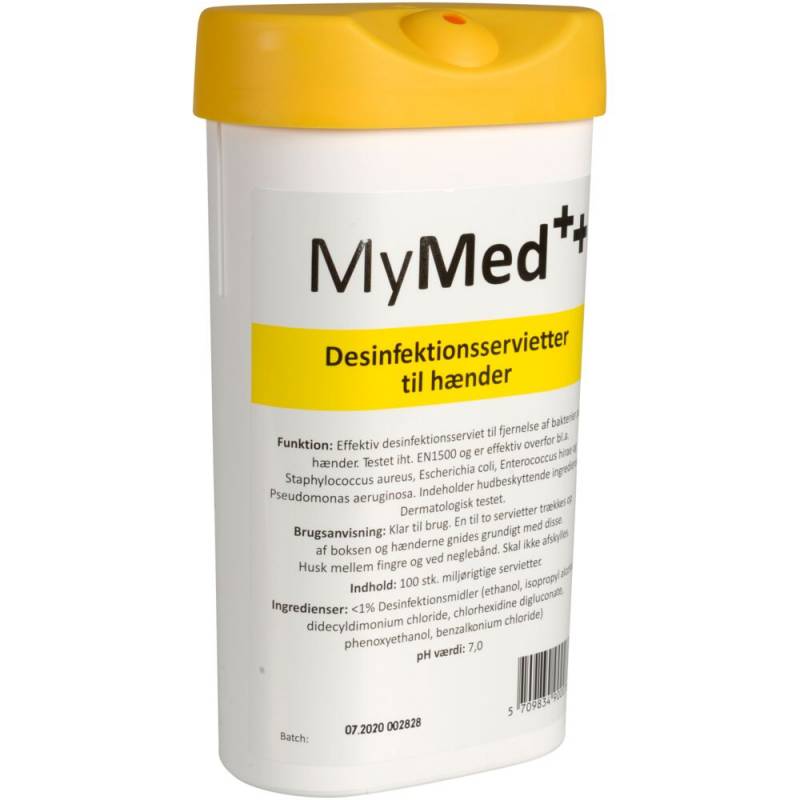 Desinfektionsserviet, Hand care, 18x18cm, hvid, til h&aring;nddesinfektion,antibakteriel, engangs
