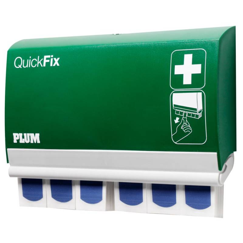 Plasterdispenser, QuickFix, 23x13,5cm, bl&aring;, inkl. 2 pk bl&aring; sporbare plastre &aacute; 45 stk. *Denne vare tages ikke retur*
