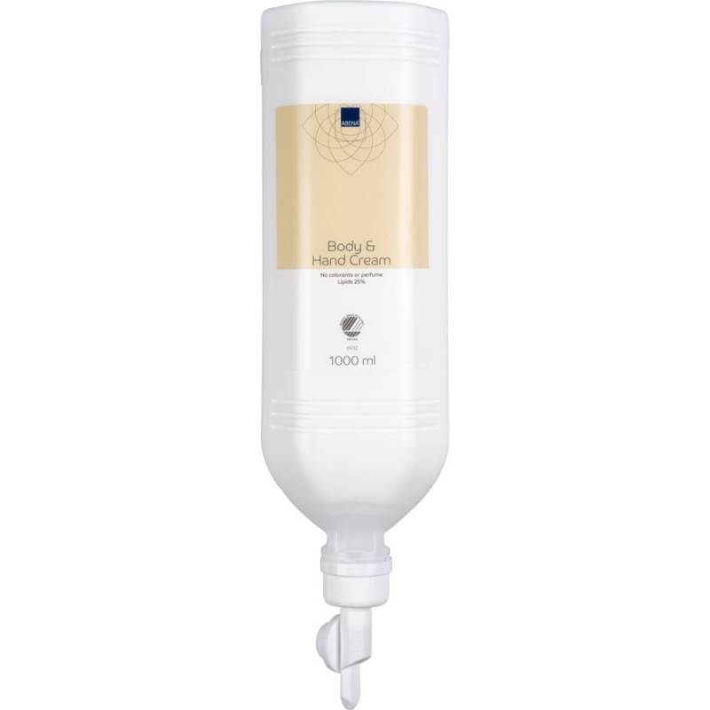 Hud- og H&aring;ndcreme, ABENA, 1000 ml, uden farve og parfume, 25% fedt