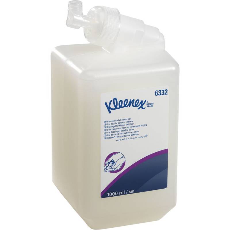 H&aring;r og bodyshampoo, Kimberly-Clark Kleenex, 1000 ml, med parfume og balsam,1 ml pr. dosering