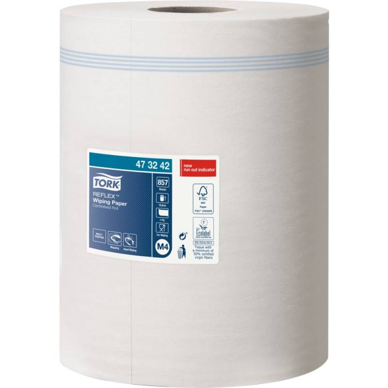 H&aring;ndkl&aelig;derulle, Tork M4 Standard, 1-lags, Midi, 300m x 19,8cm, &Oslash;19,5cm, hvid, blandingsfibre, med spiralhylse