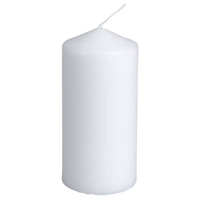 Bloklys, 12cm, &Oslash;6cm, hvid, 35 timer, paraffin