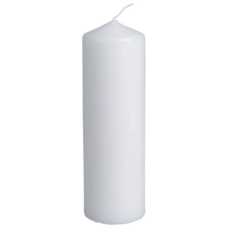 Bloklys, 18cm, &Oslash;6cm, hvid, 55 timer, paraffin