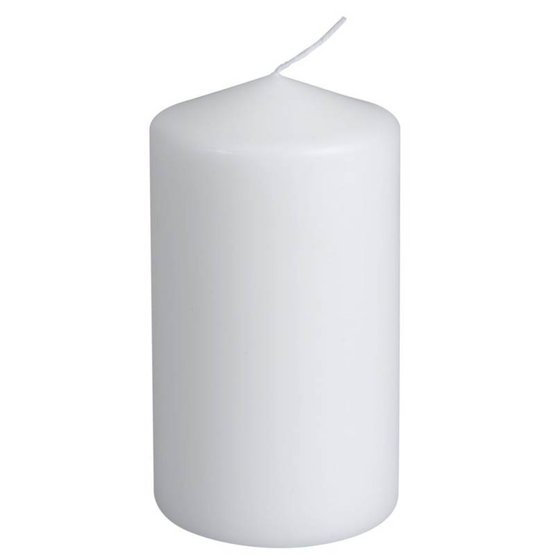 Bloklys, 12cm, &Oslash;7cm, hvid, 50 timer, paraffin