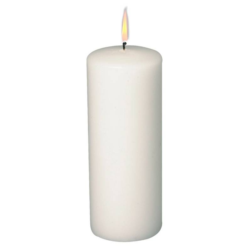 Bloklys, 18cm, &Oslash;7cm, hvid, 80 timer, paraffin