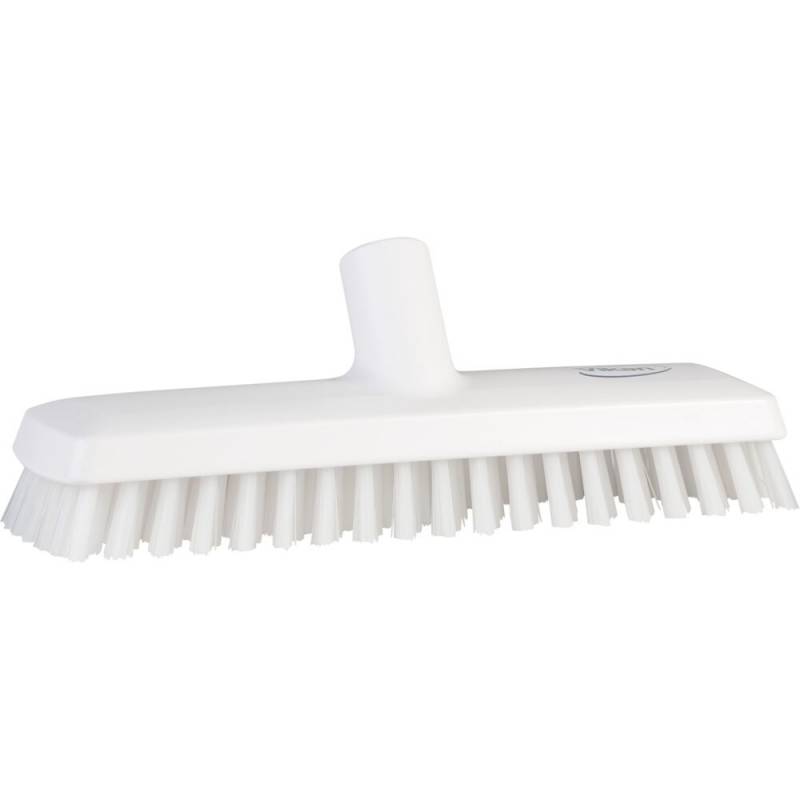 Gulvskrubbe, med vandgenneml&oslash;b, Vikan, 27x7,5x9,5cm, hvid, polyester/PP/rustfrit st&aring;l, 27 cm, meget stiv