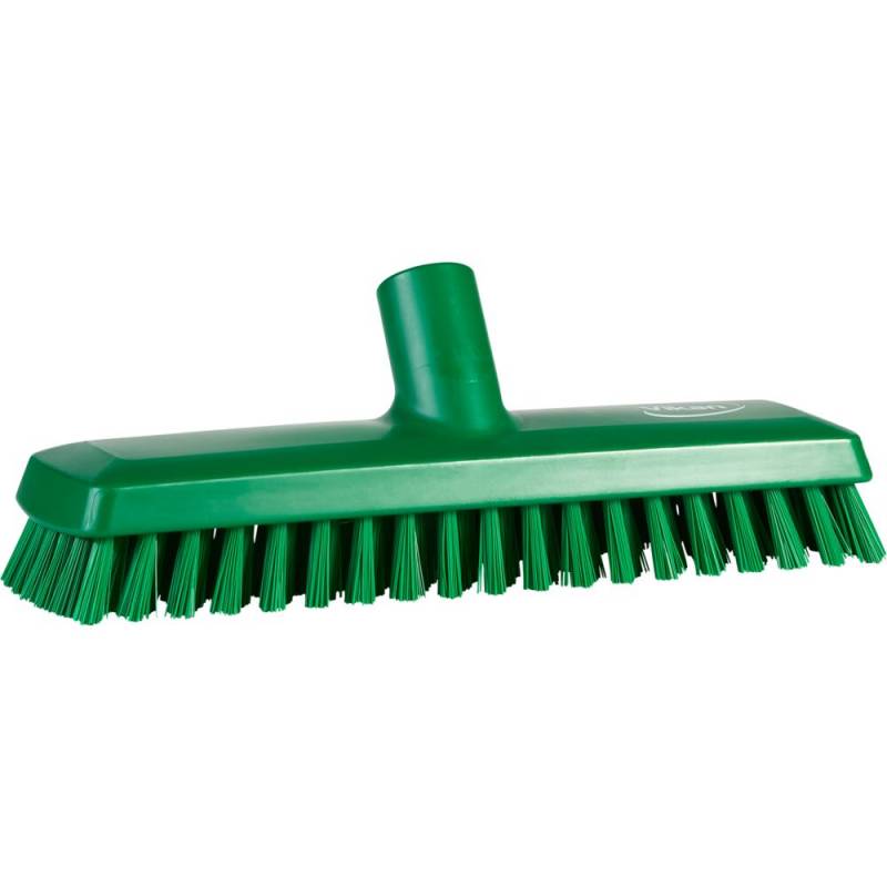 Gulvskrubbe, med vandgenneml&oslash;b, Vikan, 27x7,5x9,5cm, gr&oslash;n, polyester/PP/rustfrit st&aring;l, 27 cm, meget stiv *Denne vare tages ikke retur*