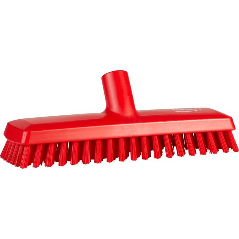 Gulvskrubbe, med vandgenneml&oslash;b, Vikan, 27x7,5x9,5cm, r&oslash;d, polyester/PP/rustfrit st&aring;l, 27 cm, meget stiv *Denne vare tages ikke retur*
