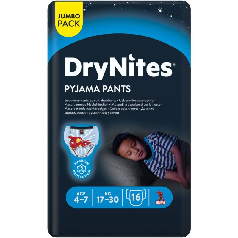 B&oslash;rneble, bukseble, DryNites Pyjama Pants, 4-7 &aring;r, med print, dreng, 17-30 kg