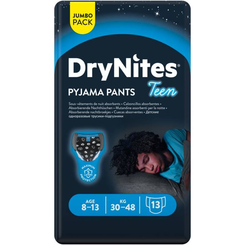 B&oslash;rneble, bukseble, DryNites Pyjama Pants, 8-13 &aring;r, med print, dreng, 30-48 kg