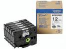 Labeltape Brother HGe-131V5 12mmx8m sort p&Atilde;&yen; klar 5stk/pak