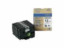 Labeltape Brother HGe-231V5 12mmx8m sort p&aring; hvid 5stk/pak