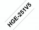 Labeltape Brother HGe-251V5 24mmx8m sort p&aring; hvid 5stk/pak