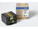 Labeltape Brother HGe-631V5 12mmx8m sort p&aring; gul 5stk/pak