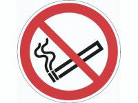 Advarselsklistermærke Rygning forbudt Ø43cm 0,4mm hvid/rød