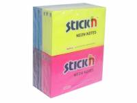 Notes Stick'N Neon gul, blå, magenta, purple 76x127mm 12blk