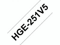 Labeltape Brother HGe-251V5 24mmx8m sort på hvid 5stk/pak