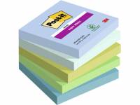 Post-it Super Sticky Notes 76mmx76mm 90ark/blk 5blk/pak Oasis farvekollektion