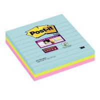 Post-it blok Super Sticky ass. linieret 101x101mm 3blk/pak