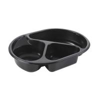 Microovnsbakke 3-rums oval PP sort 240x180x40mm 240stk/kar