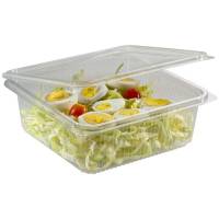 Plastbakke m/hængslet låg PET 182x142x55mm 750ml 400stk/kar