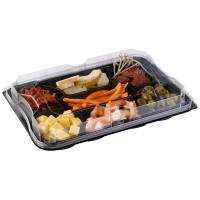 Tapasbakke 7-rums m/låg PET sort 350x245x40mm 25sæt/kar
