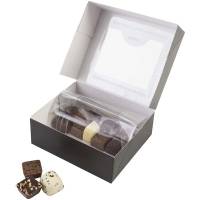 Æske m/rude chokolade 2153 sort 145x125x50mm 200stk/pak
