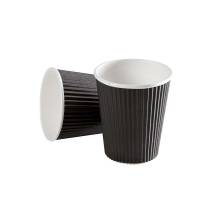 Kaffebæger 8oz 25cl  Black line ripple wall pap 875stk/kar