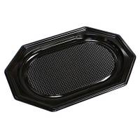 Cateringfad A-PET sort lille 350×250×20mm oval 10x10stk/kar