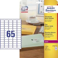 Laseretiket Avery transparent 38,1x21,2mm 25ark/pak L7551