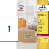 Laseretiket Avery clear 210x297mm 25ark/pak L7567