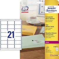 Laseretiket Avery clear 63,5x38,1mm 25ark/pak L7560