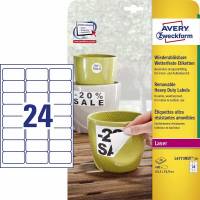 Laseretiket Avery vandfaste aftagelige 63,5x33,8mm