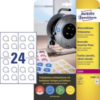Etiket Avery t/inspektionsdato aftagelig hvid Ø30mm 240stk/pk