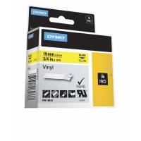 Labeltape DYMO D1 18433 19mmx5,5m sort på gul vinyl