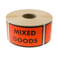 Etiketter selvklæbende tryk: Mixed goods 120x70mm 1000stk/rul