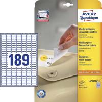 Laseretiket Avery aftagelige 25,4x10mm 25ark/pak L4731-25