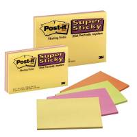 Post-it Super Sticky mødeblok 152x101mm 4blk/pak ass.