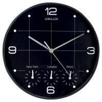 Vægur Unilux On-Time sort ø30,5cm 4 tidszoner
