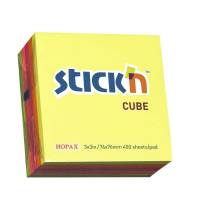 Notes Stick'N NEON Cube 4 ass. neon farver 76x76mm 320blade