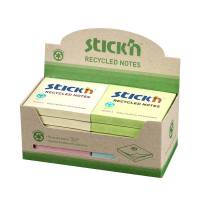 Notes Stick'N Recycled 4 ass. farver 76x76mm 100blade 12stk
