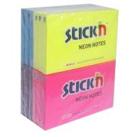 Notes Stick'N Neon gul, blå, magenta, purple 76x127mm 12blk