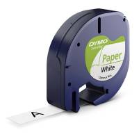 Labeltape DYMO LetraTAG 12mmx4m papirtape hvid